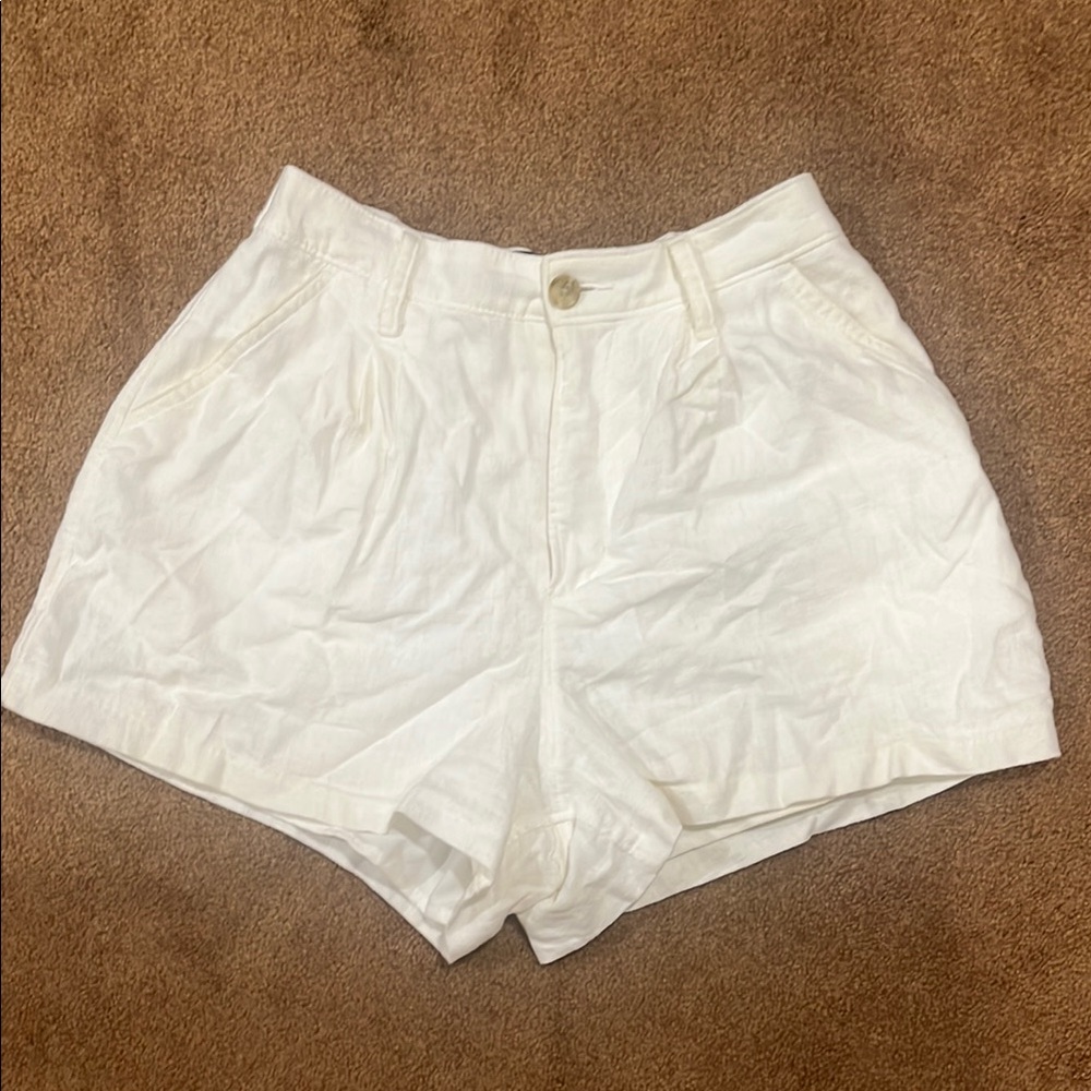 White linen shorts